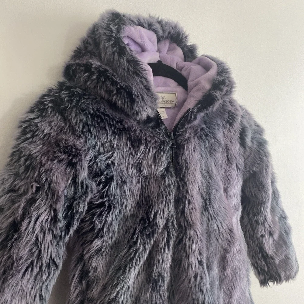 American Widgeon Purple Faux Fur girls winter Coat‎ Jacket size 6 Fuzzy